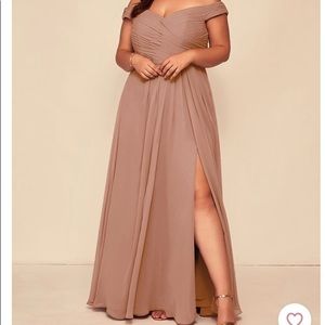 Azazie champagne rose audrianna style dress